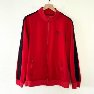 Vintage Guess Los Angeles Track Jacket Sz Large Red Black 90s Y2K Full Zip Prep